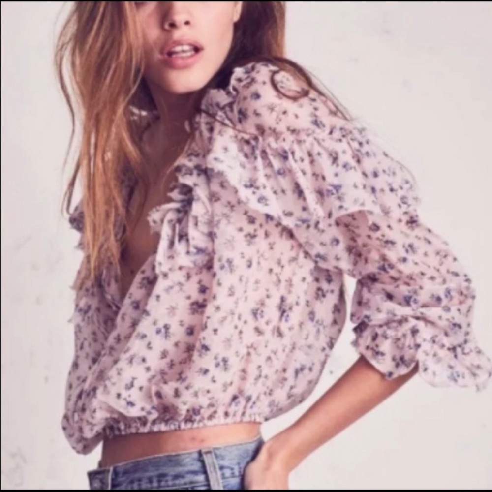 Loveshackfancy Pink Ruffled Top - image 1